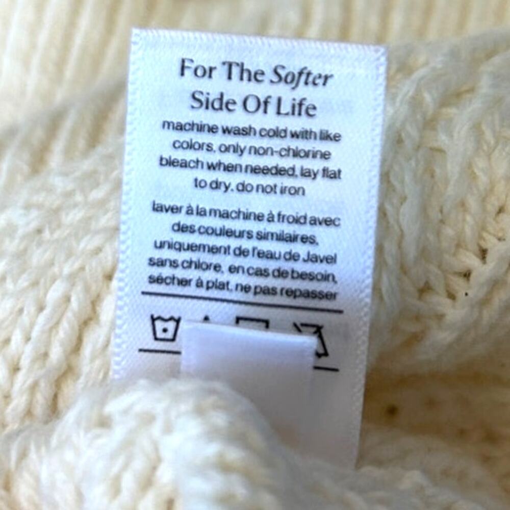 Eberjey Women's Cable Knit Recycled Cotton Sweater Size XL Cream Crewneck NWT - Picture 8 of 9